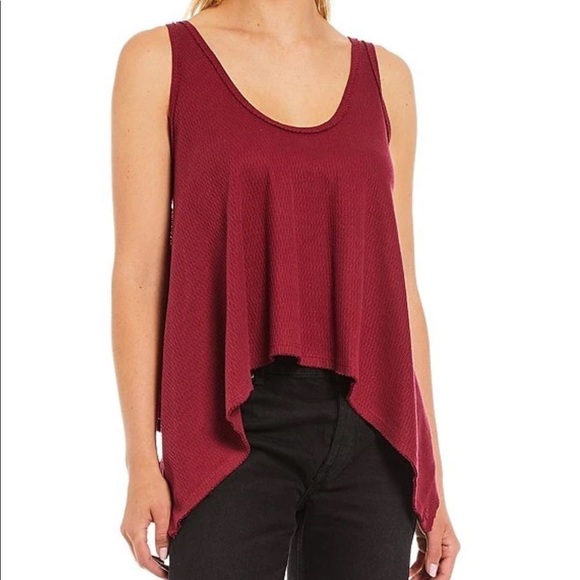 FREE PEOPLE SING LA LA SCOOP NECK ASYMMETRICAL HEM ELEVATED BASIC TANK TOP NWT - Picture 1 of 6
